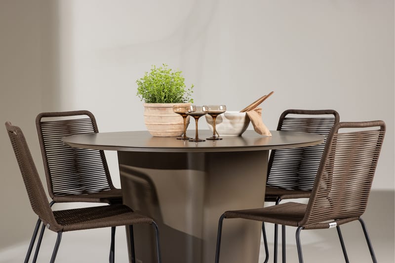 Santa Fe Matgrupp Utomhus + 4 Utestolar - Brun - Utemöbler - Utegrupp - Matgrupper utomhus