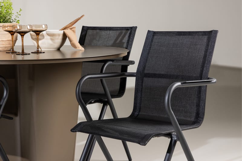 Santa Matgrupp Utomhus 120 cm Rund med 4 Alina Utestolar - Brun - Utemöbler - Utegrupp - Matgrupper utomhus