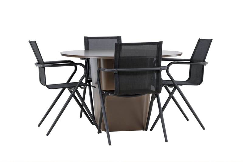 Santa Matgrupp Utomhus 120 cm Rund med 4 Alina Utestolar - Brun - Utemöbler - Utegrupp - Matgrupper utomhus