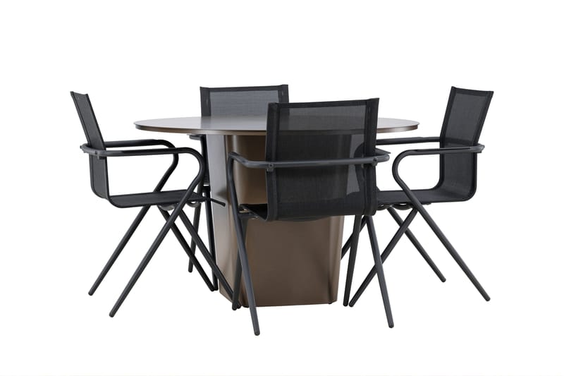 Santa Matgrupp Utomhus 120 cm Rund med 4 Alina Utestolar - Brun - Utemöbler - Utegrupp - Matgrupper utomhus