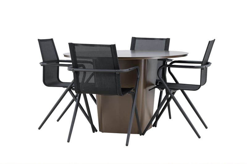 Santa Matgrupp Utomhus 120 cm Rund med 4 Alina Utestolar - Brun - Utemöbler - Utegrupp - Matgrupper utomhus