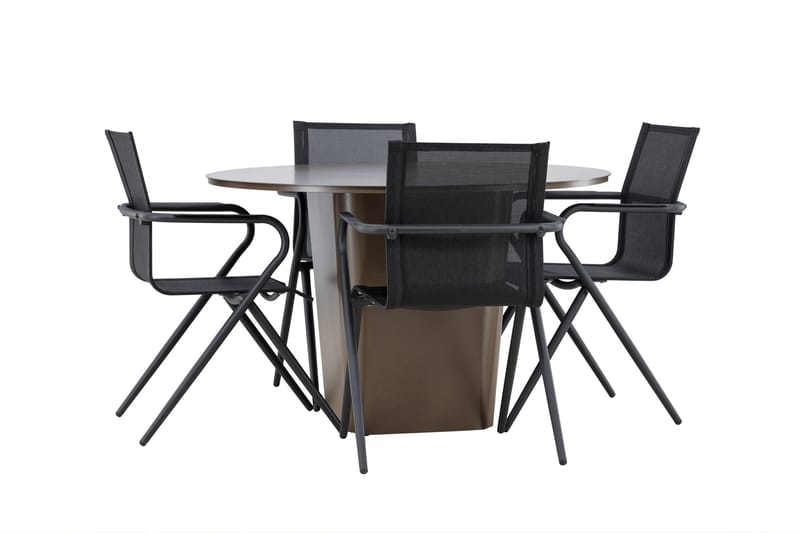 Santa Matgrupp Utomhus 120 cm Rund med 4 Alina Utestolar - Brun - Utemöbler - Utegrupp - Matgrupper utomhus