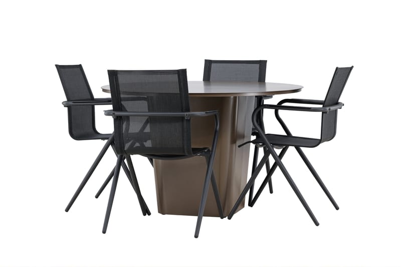 Santa Matgrupp Utomhus 120 cm Rund med 4 Alina Utestolar - Brun - Utemöbler - Utegrupp - Matgrupper utomhus