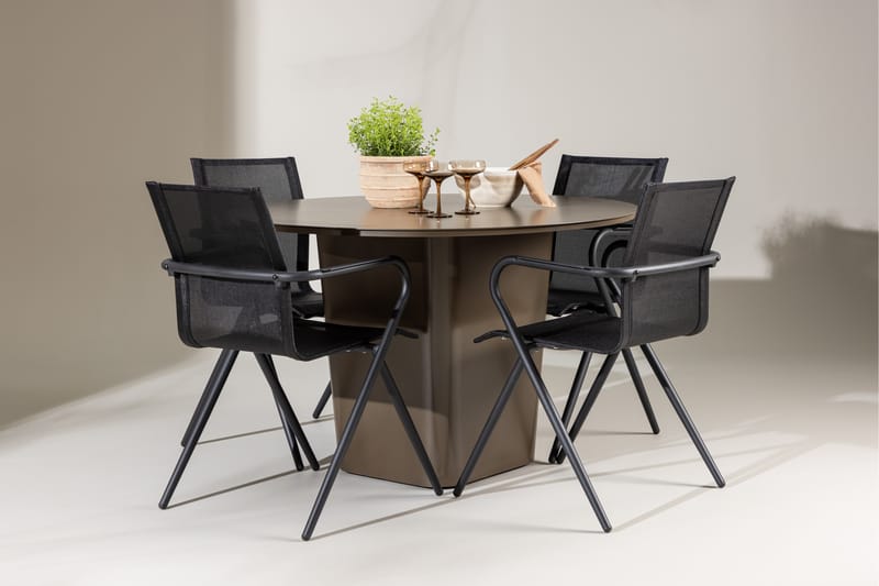 Santa Matgrupp Utomhus 120 cm Rund med 4 Alina Utestolar - Utemöbler - Utegrupp - Matgrupper utomhus