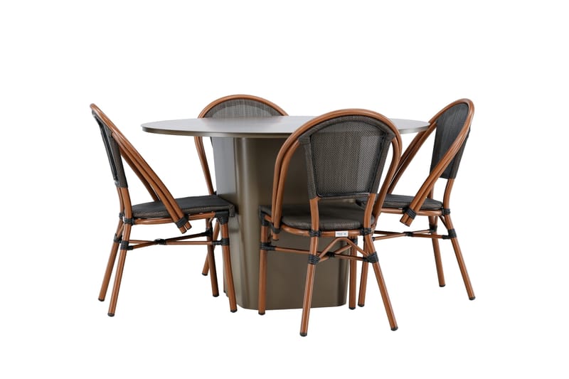 Santa Matgrupp Utomhus 120 cm Rund med 4 Guarda Utestolar - Brun - Utemöbler - Utegrupp - Matgrupper utomhus