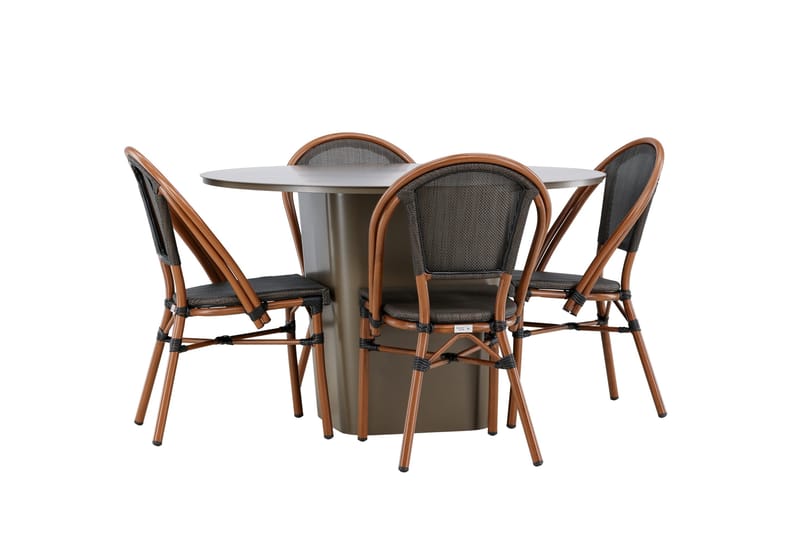 Santa Matgrupp Utomhus 120 cm Rund med 4 Guarda Utestolar - Brun - Utemöbler - Utegrupp - Matgrupper utomhus
