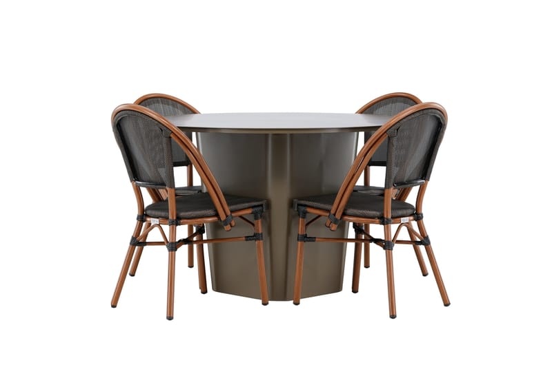 Santa Matgrupp Utomhus 120 cm Rund med 4 Guarda Utestolar - Brun - Utemöbler - Utegrupp - Matgrupper utomhus