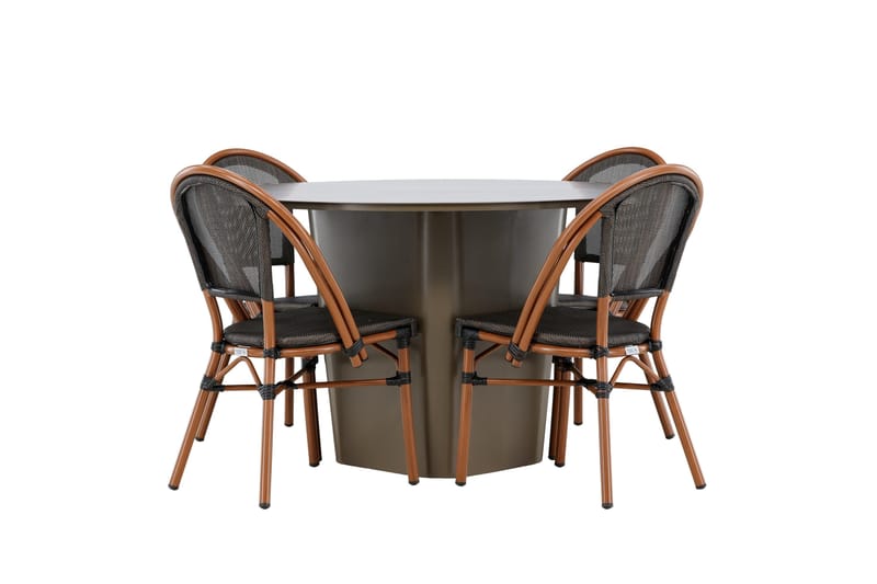 Santa Matgrupp Utomhus 120 cm Rund med 4 Guarda Utestolar - Brun - Utemöbler - Utegrupp - Matgrupper utomhus
