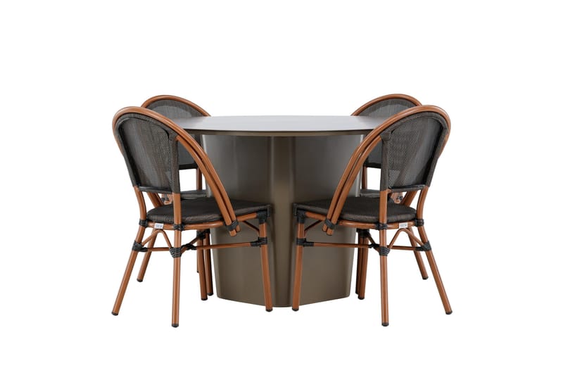 Santa Matgrupp Utomhus 120 cm Rund med 4 Guarda Utestolar - Brun - Utemöbler - Utegrupp - Matgrupper utomhus