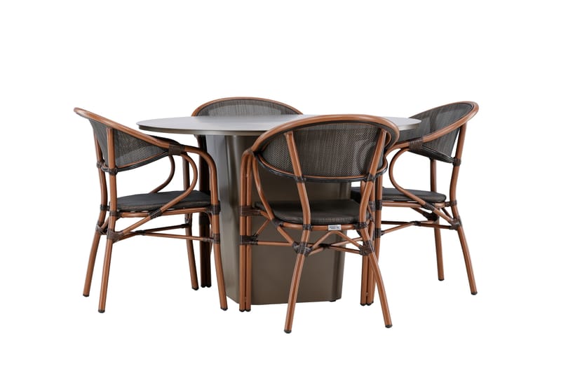 Santa Matgrupp Utomhus 120 cm Rund med 4 Vila Real Utestolar - Utemöbler - Utegrupp - Matgrupper utomhus