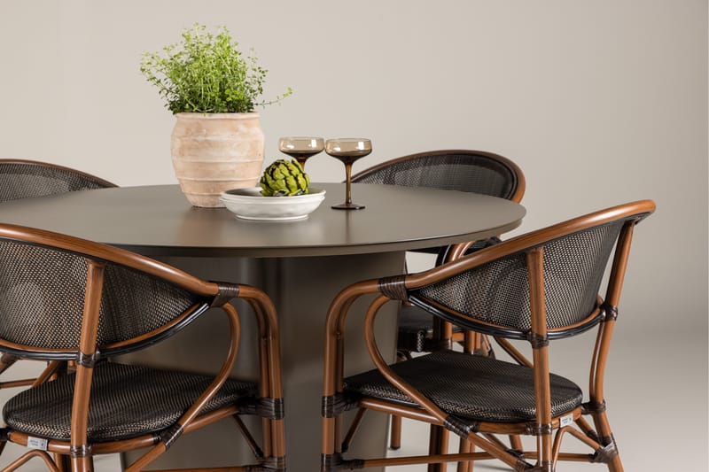 Santa Matgrupp Utomhus 120 cm Rund med 4 Vila Real Utestolar - Utemöbler - Utegrupp - Matgrupper utomhus