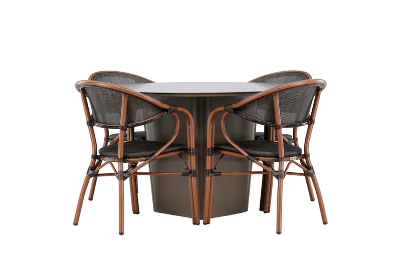 Santa Matgrupp Utomhus 120 cm Rund med 4 Vila Real Utestolar - Utemöbler - Utegrupp - Matgrupper utomhus