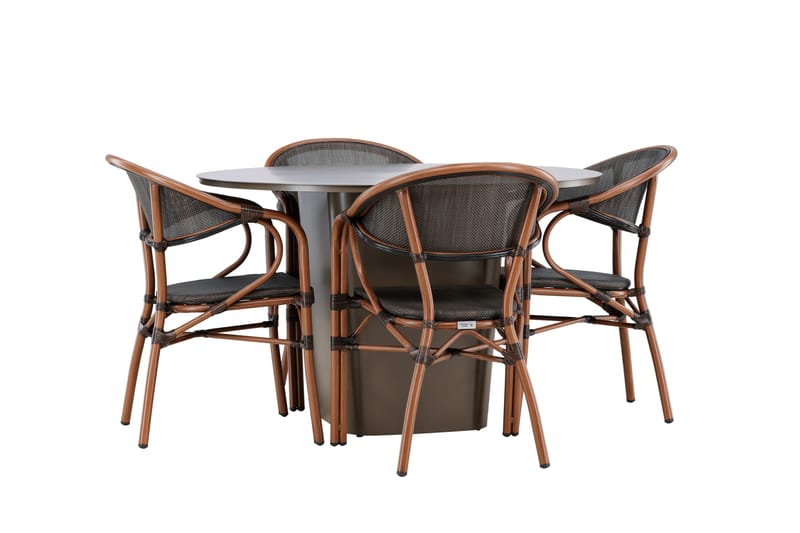 Santa Matgrupp Utomhus 120 cm Rund med 4 Vila Real Utestolar - Utemöbler - Utegrupp - Matgrupper utomhus