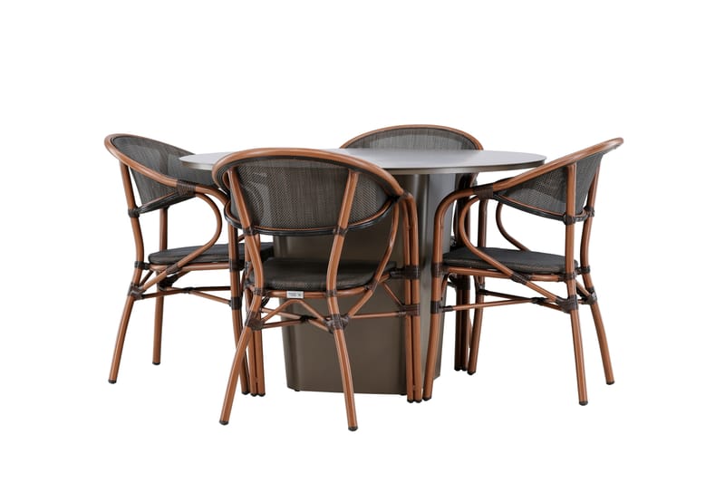 Santa Matgrupp Utomhus 120 cm Rund med 4 Vila Real Utestolar - Utemöbler - Utegrupp - Matgrupper utomhus
