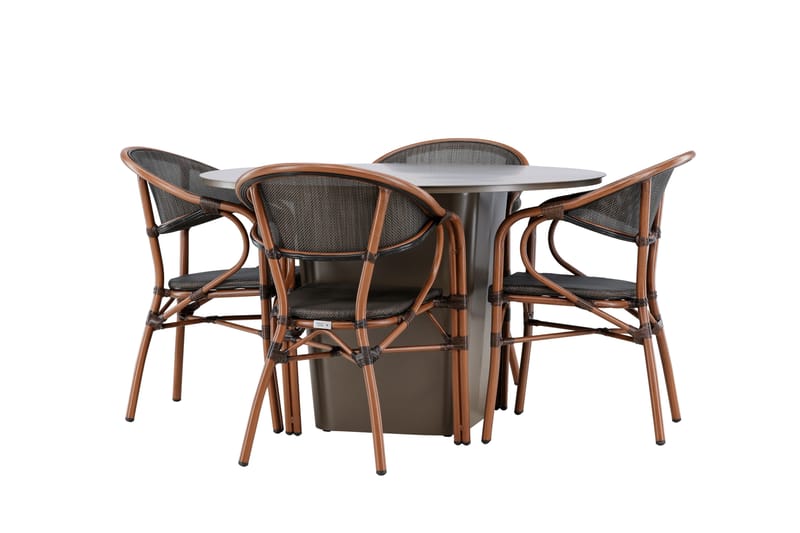 Santa Matgrupp Utomhus 120 cm Rund med 4 Vila Real Utestolar - Utemöbler - Utegrupp - Matgrupper utomhus