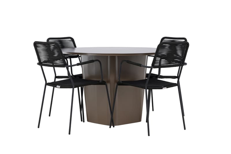 Santa Matgrupp Utomhus + 4 Utestolar - Brun - Utemöbler - Utegrupp - Matgrupper utomhus