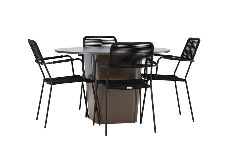 Santa Matgrupp Utomhus + 4 Utestolar - Brun - Utemöbler - Utegrupp - Matgrupper utomhus