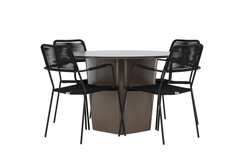 Santa Matgrupp Utomhus + 4 Utestolar - Brun - Utemöbler - Utegrupp - Matgrupper utomhus