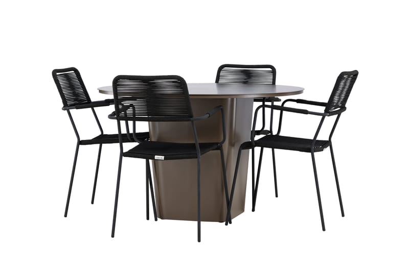 Santa Matgrupp Utomhus + 4 Utestolar - Brun - Utemöbler - Utegrupp - Matgrupper utomhus