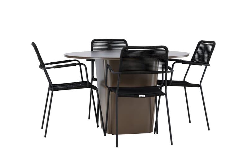 Santa Matgrupp Utomhus + 4 Utestolar - Brun - Utemöbler - Utegrupp - Matgrupper utomhus