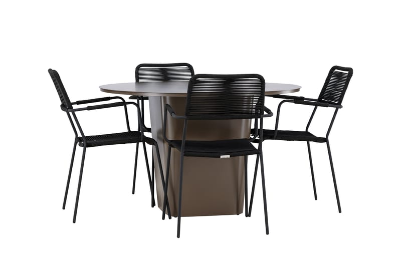 Santa Matgrupp Utomhus + 4 Utestolar - Brun - Utemöbler - Utegrupp - Matgrupper utomhus