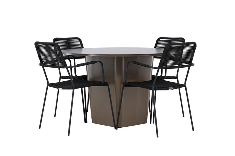 Santa Matgrupp Utomhus + 4 Utestolar - Brun - Utemöbler - Utegrupp - Matgrupper utomhus