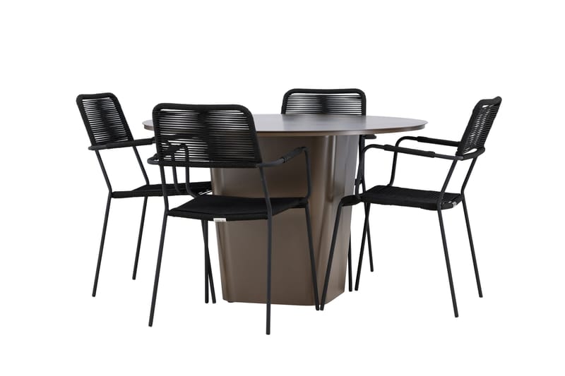 Santa Matgrupp Utomhus + 4 Utestolar - Brun - Utemöbler - Utegrupp - Matgrupper utomhus