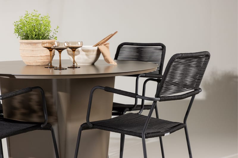 Santa Matgrupp Utomhus + 4 Utestolar - Brun - Utemöbler - Utegrupp - Matgrupper utomhus