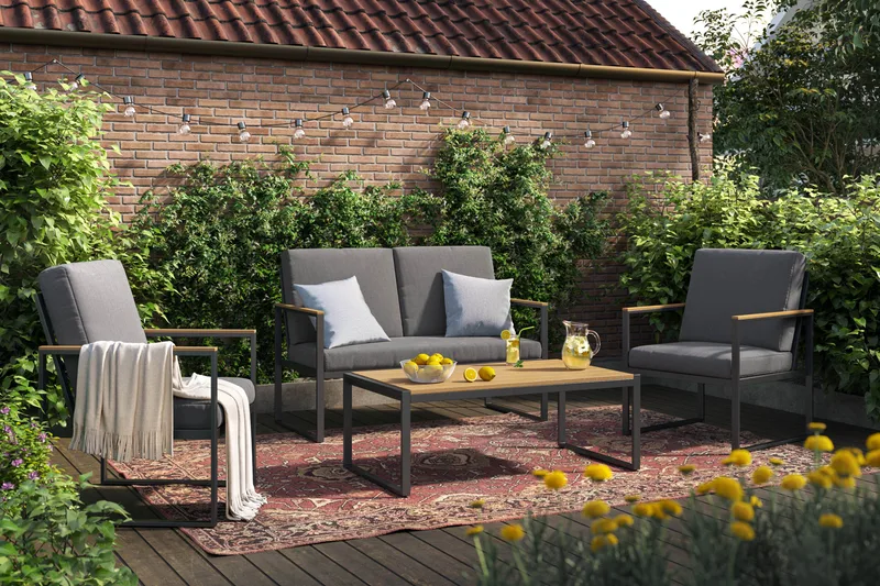 Serena Soffgrupp Utomhus  4-sits - Antracit - Utemöbler - Utegrupp - Loungegrupp