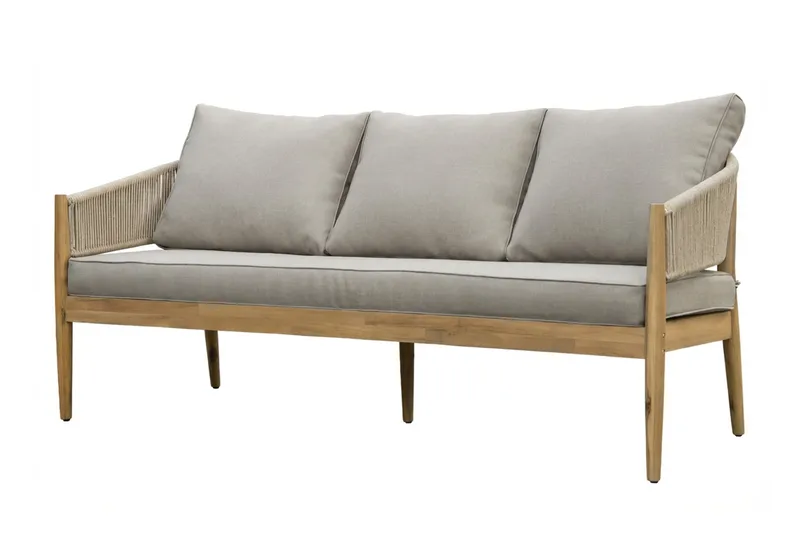 Siana 4-sits Loungegrupp i trä utseende med repdetaljer - Natur / Beige - Utemöbler - Utegrupp - Loungegrupp