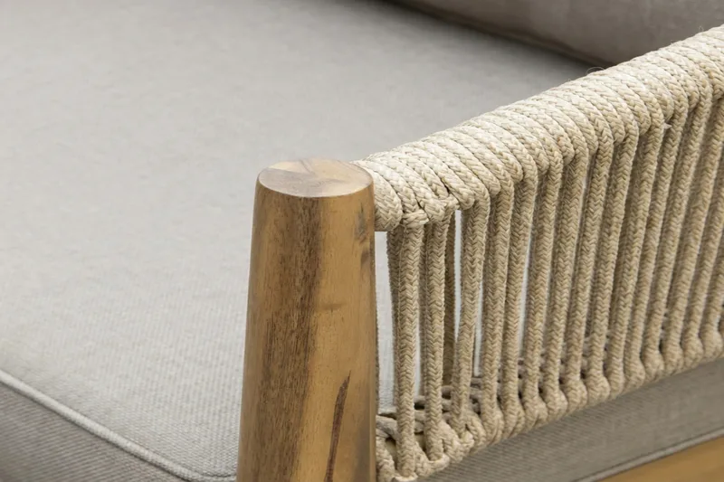 Siana 4-sits Loungegrupp i trä utseende med repdetaljer - Natur / Beige - Utemöbler - Utegrupp - Loungegrupp