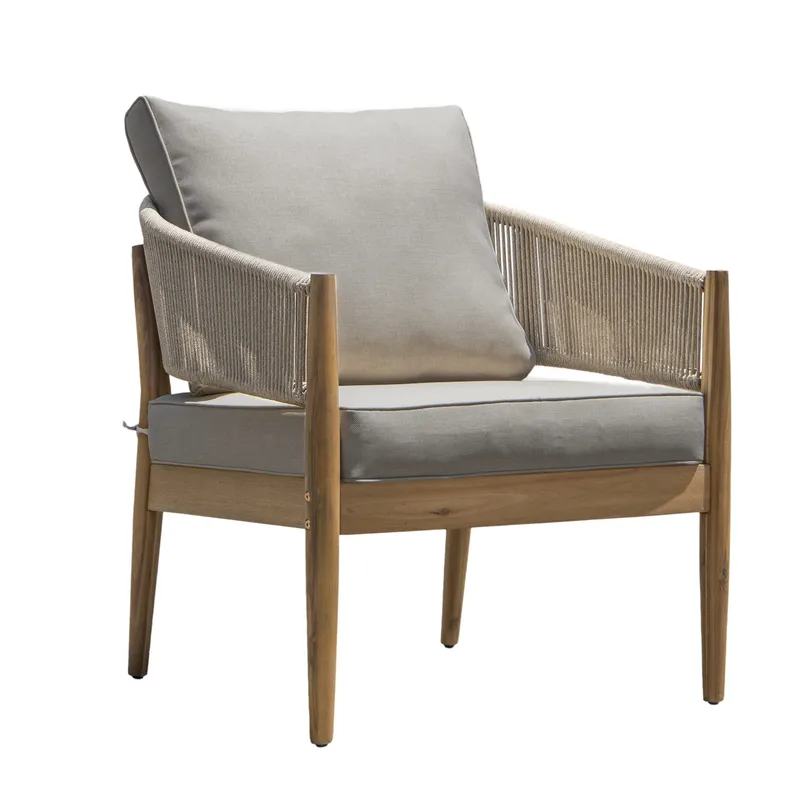 Siana 4-sits Loungegrupp i trä utseende med repdetaljer - Natur / Beige - Utemöbler - Utegrupp - Loungegrupp