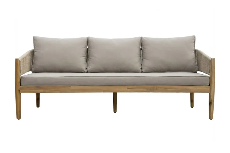 Siana 4-sits Loungegrupp i trä utseende med repdetaljer - Natur / Beige - Utemöbler - Utegrupp - Loungegrupp