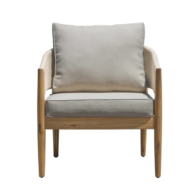 Siana 4-sits Loungegrupp i trä utseende med repdetaljer - Natur / Beige - Utemöbler - Utegrupp - Loungegrupp
