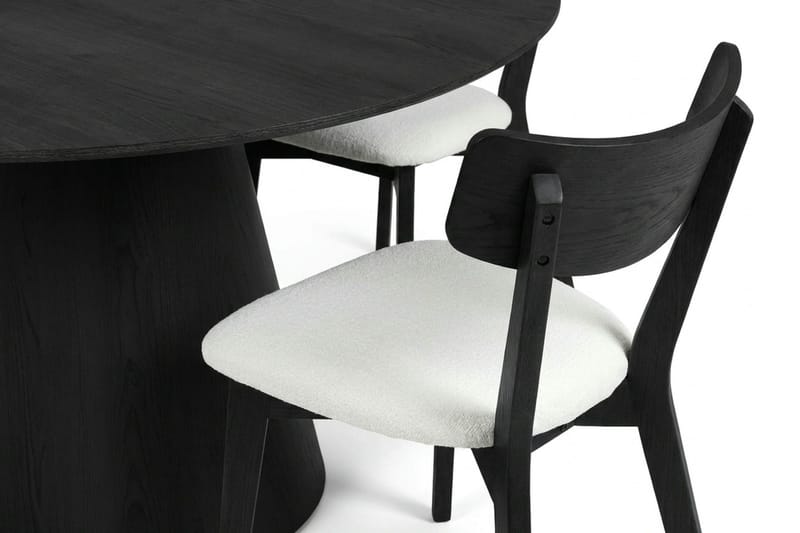 Siena Matgrupp 150 cm runt i Svart med 6 Amelia Matstolar med Dyna - Svart/Beige - Utemöbler - Utegrupp - Matgrupper utomhus
