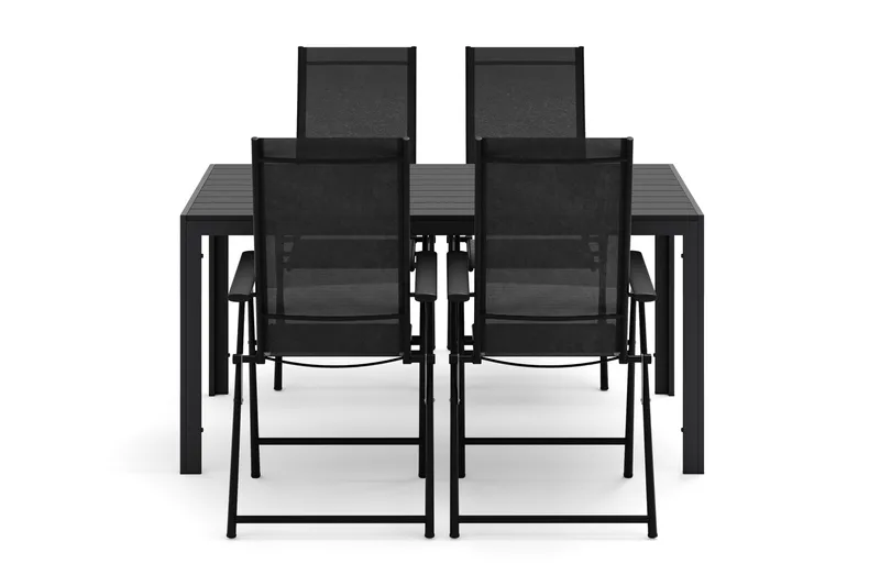 Siri Matbord 150 cm med 4 Sanna Matstolar - Svart - Utemöbler - Utegrupp - Matgrupper utomhus
