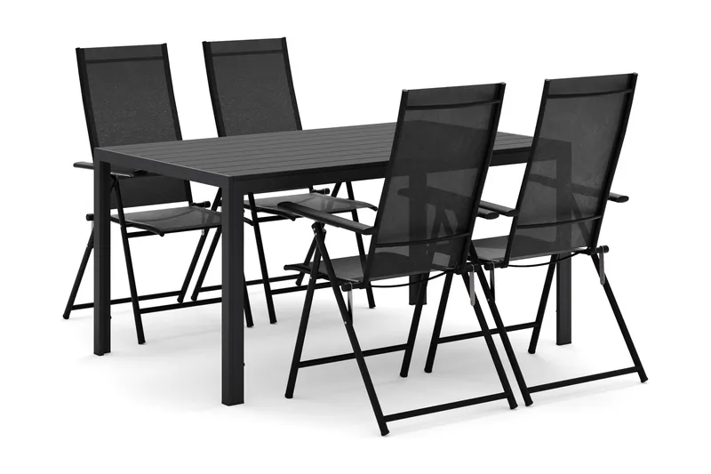 Siri Matbord 150 cm med 4 Sanna Matstolar - Svart - Utemöbler - Utegrupp - Matgrupper utomhus