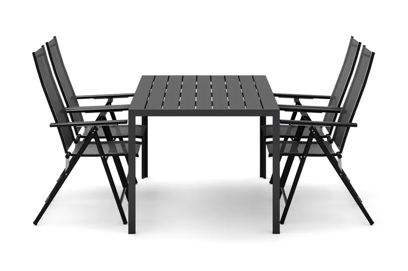 Siri Matbord 150 cm med 4 Sanna Matstolar, Svart