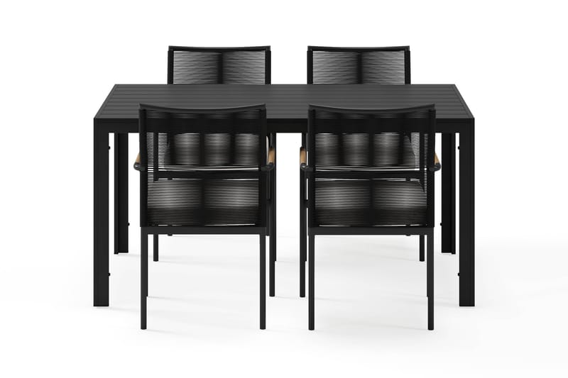Siri Matbord 150 cm med 4 Sonia Matstolar - Svart - Utemöbler - Utegrupp - Matgrupper utomhus