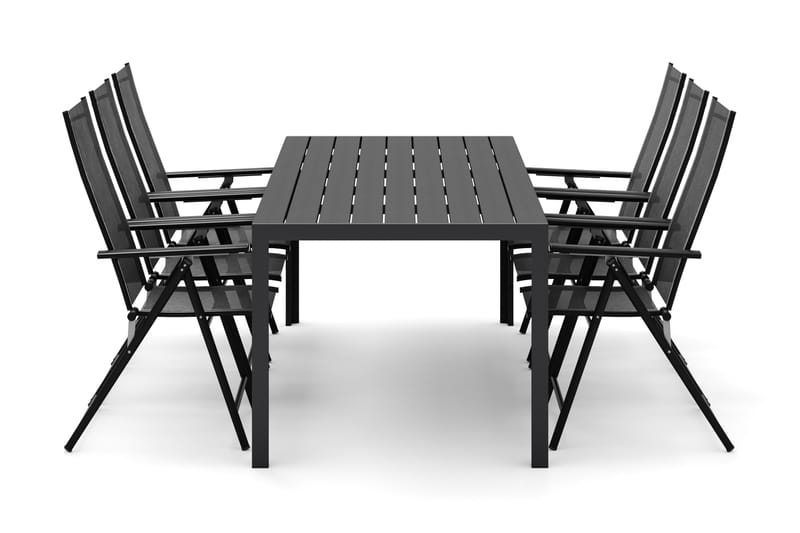 Siri Matbord 205 cm med 6 Sanna Matstolar, Svart