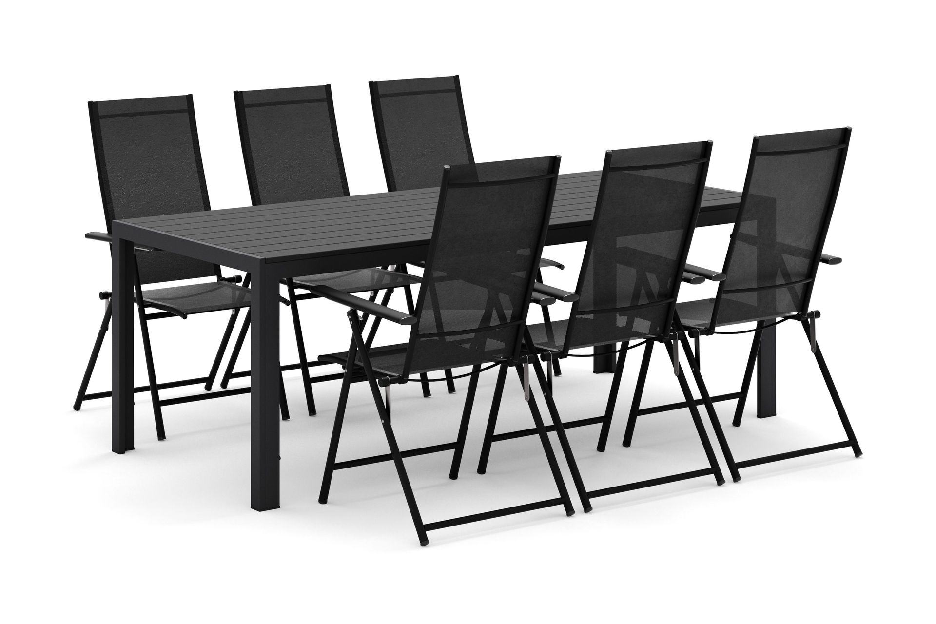 Siri Matbord 205 cm med 6 Sanna Matstolar - Svart