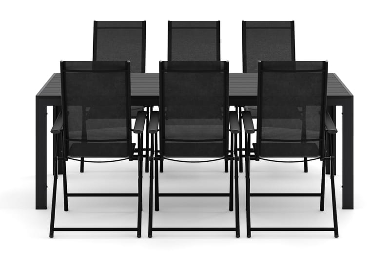 Siri Matbord 205 cm med 6 Sanna Matstolar - Svart - Utemöbler - Utegrupp - Matgrupper utomhus