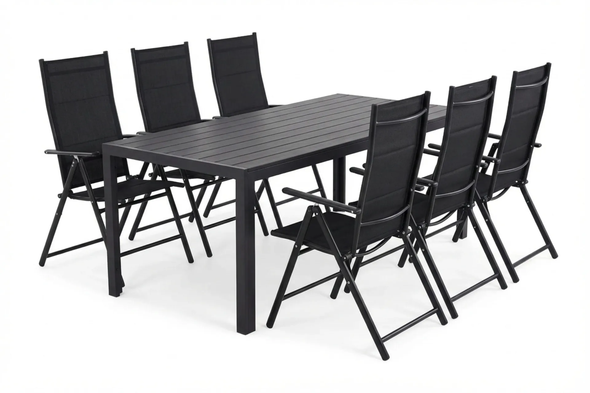 Siri Matgrupp utomhus 205 cm med 6 Maggie F&auml;llbar Positionsstolar -