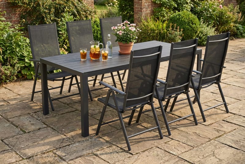Siri Matgrupp utomhus 205 cm med 6 Maggie Positionsstolar - Utemöbler - Utegrupp - Matgrupper utomhus