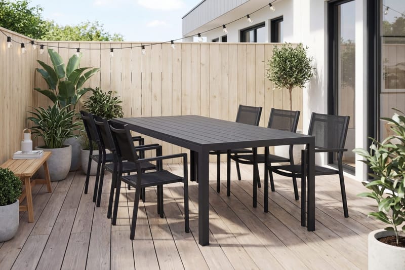 Siri Matgrupp utomhus 205 cm med 6 Tunis Stapelstolar - Utemöbler - Utegrupp - Matgrupper utomhus
