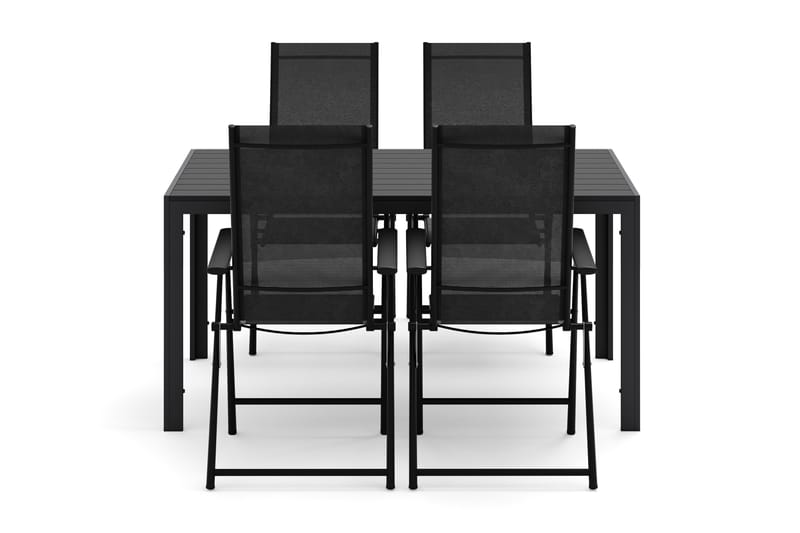 Siri Rektangulärt utebord 150 cm med 4 Sanna utestolar - Svart - Utemöbler - Utegrupp - Matgrupper utomhus