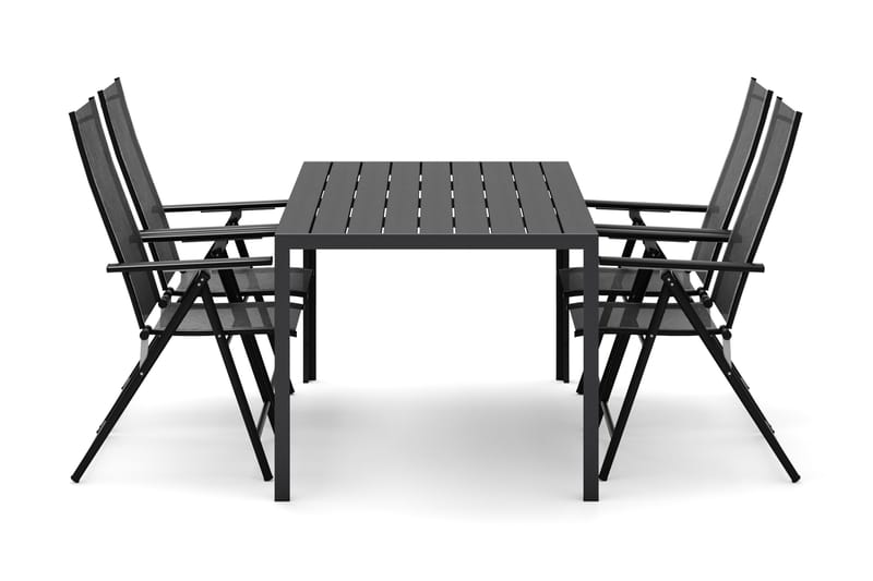 Siri Rektangulärt utebord 150 cm med 4 Sanna utestolar - Svart - Utemöbler - Utegrupp - Matgrupper utomhus