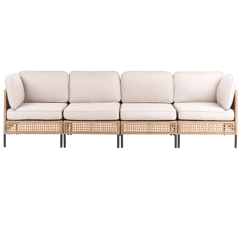 Soffa utomhus med Bord 4-Sits Omegana Modulär Konstrotting - Beige/Svart - Utemöbler - Utegrupp - Loungegrupp