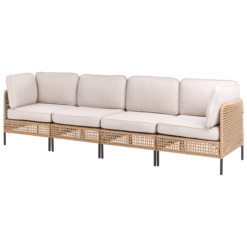 Soffa utomhus med Bord 4-Sits Omegana Modulär Konstrotting - Beige/Svart - Utemöbler - Utegrupp - Loungegrupp
