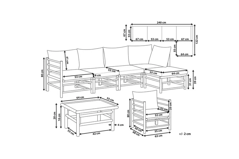 Soffgrupp Cerreto Vit/ljust trä - Vit/ljust trä - Utemöbler - Utegrupp - Loungegrupp